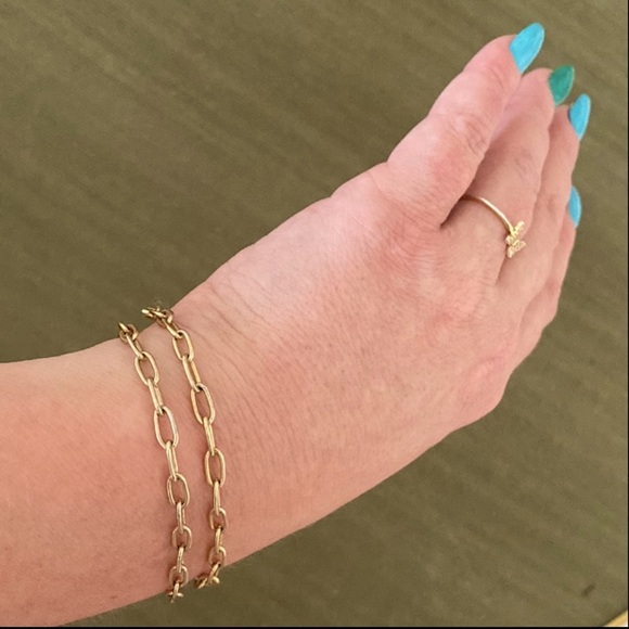 🍀Lucky Brand🍀 Yellow Gold Elliptical Paperclip Necklace Or Dbl Wrap Bracelet - Picture 4 of 16